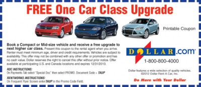 2013 Dollar Rent-a-Car upgrade coupon