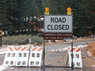 gesloten Tioga pass op 4 november