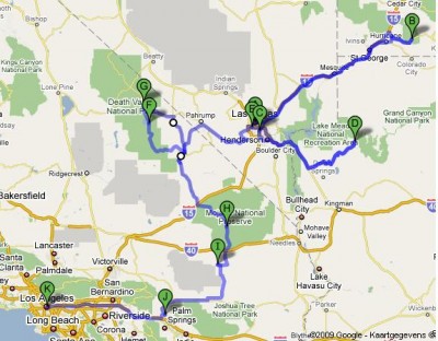 het ziet er aan het begin rond Vegas raar uit, maar dat komt door de 1dag trips vanuit Vegas..