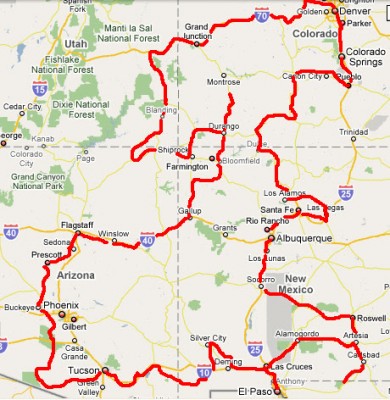 Voorlopige route 2009 (± 5500 km)<br />(Klik op het kaartje voor een grotere afbeelding)