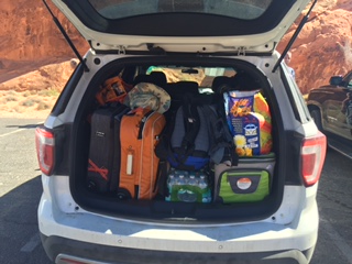 De explorer met de achterste rij stoelen plat